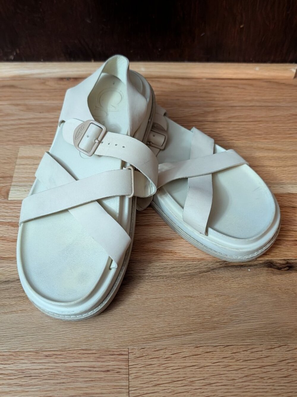 Chaco Townes Sandals cream leather sz 8 Angora Podiatrist Luvseat
